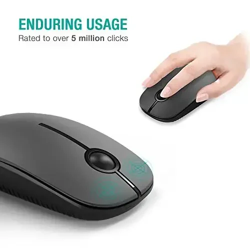 VssoPlor Wireless Mouse, 2.4G Slim Portable Computer Mice with Nano Receiver Quiet Silent Optical Laptop Mouse for Notebook, PC, Laptop, Computer-Black and Gray - 4
