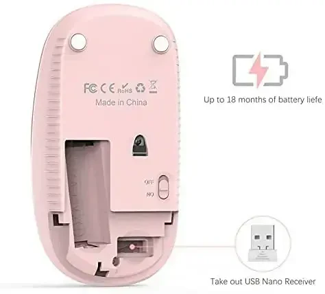 VssoPlor Wireless Mouse, 2.4G Slim Portable Computer Mice with Nano Receiver Quiet Silent Optical Laptop Mouse for Notebook, PC, Laptop, Computer-Pink to Purple - 6