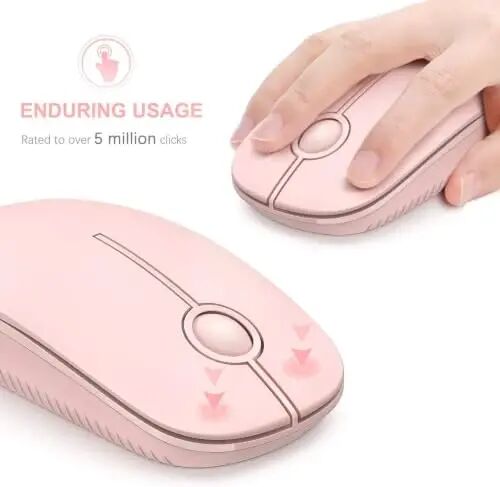 VssoPlor Wireless Mouse, 2.4G Slim Portable Laptop Mouse, Pure Pink | Portable Mouse, Plug & Play USB Nano Receiver, Quiet Silent Optical Mice for Notebook, PC, Laptop, Computer, Windows, Mac - 3