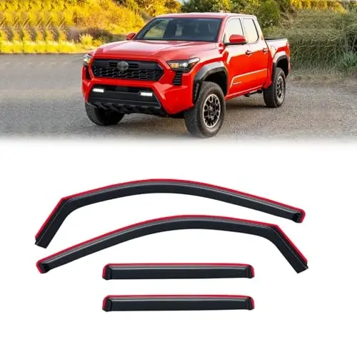 Вставные ветровики для Toyota Tacoma 2024-2026 Double/Crew cab, дефлекторы окон, козырьки, защита от дождя, темно-дымчатые, на скотче, внутренняя установка, 4 шт. 