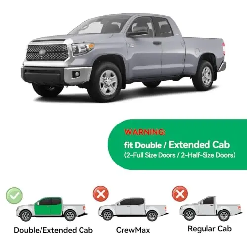 Вставные ветровики для Toyota Tundra Double/Extended Cab 2007-2021, дефлекторы окон, козырьки, темно-дымчатые, на скотче внутрь рамы, 4 шт. - 2