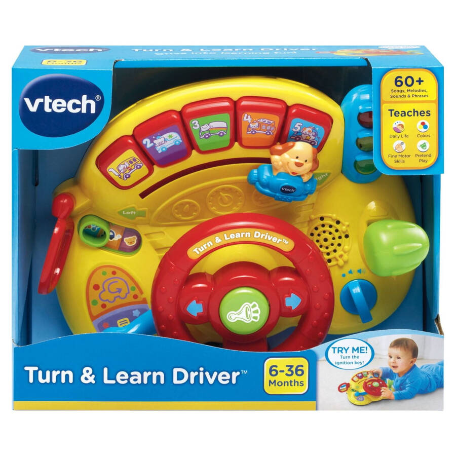 VTech Turn and Learn Driver, Role-Play Toy for Baby, Teaches Animals, Colors - 12