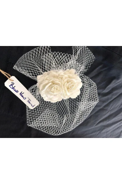 Vualet, Tüllü Gelin Tacı Nikah Aksesuar,nikah Kepi Vualet,nikah Şapkası,Nikah Kep,Gelin Şapkası, - Modazone (1)