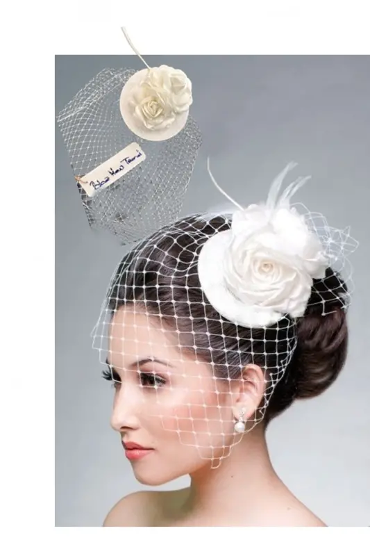 Vualet, Tüllü Gelin Tacı Nikah Aksesuar,nikah Kepi Vualet,nikah Şapkası,Nikah Kep,Gelin Şapkası, - 1