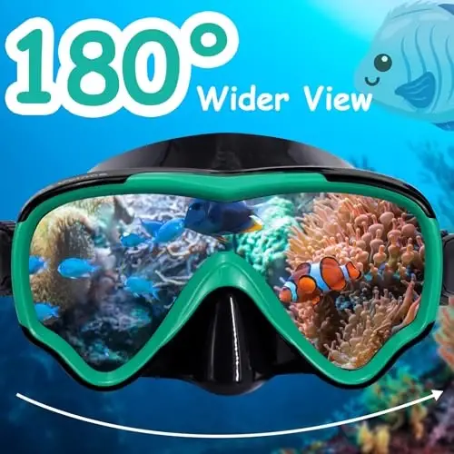 Vvinca Swim-Goggles with Nose Cover, 2 Packs Elastic Fabric Strap Snorkel Swim Mask Anti Fog UV No Pull Hair for Kids 3-14 - 4