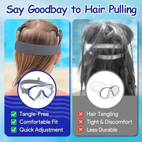 Vvinca Kids-Goggles with Nose Cover, Diving Mask Elastic Fabric Strap Anti Fog Anti Shattered Lens for Kids Swim Goggles 3-14 - 6