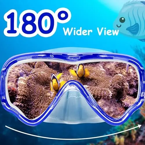 Vvinca Swim-Goggles with Nose Cover, 2 Packs Elastic Fabric Strap Snorkel Swim Mask Anti Fog UV No Pull Hair for Kids 3-14 - 4