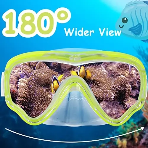 Vvinca Swim-Goggles with Nose Cover, 2 Packs Elastic Fabric Strap Snorkel Swim Mask Anti Fog UV No Pull Hair for Kids 3-14 - 4