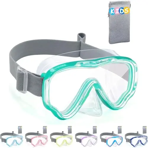 Vvinca Kids-Goggles with Nose Cover, Diving Mask Elastic Fabric Strap Anti Fog Anti Shattered Lens for Kids Swim Goggles 3-14 - 1