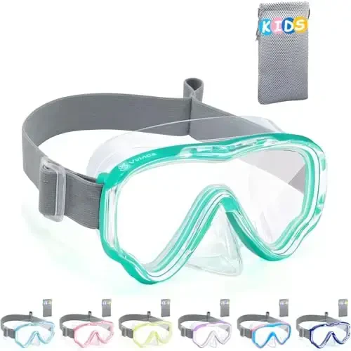 Vvinca Kids-Goggles with Nose Cover, Diving Mask Elastic Fabric Strap Anti Fog Anti Shattered Lens for Kids Swim Goggles 3-14 - 1