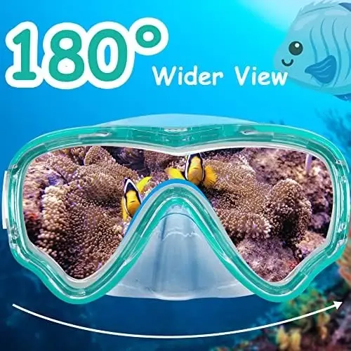 Vvinca Swim-Goggles with Nose Cover, 2 Packs Elastic Fabric Strap Snorkel Swim Mask Anti Fog UV No Pull Hair for Kids 3-14 - 4