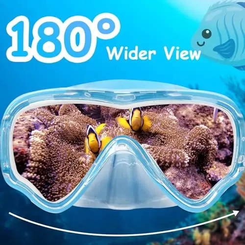 Vvinca Swim-Goggles with Nose Cover, 2 Packs Elastic Fabric Strap Snorkel Swim Mask Anti Fog UV No Pull Hair for Kids 3-14 - 4