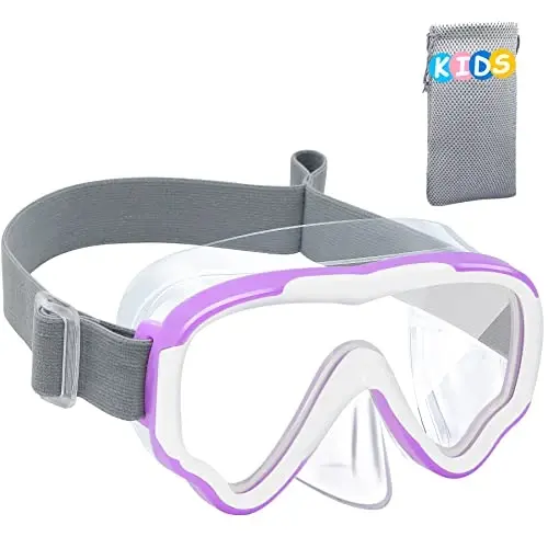 Vvinca Kids-Goggles with Nose Cover, Diving Mask Elastic Fabric Strap Anti Fog Anti Shattered Lens for Kids Swim Goggles 3-14 - 1