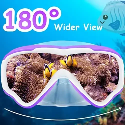 Vvinca Kids-Goggles with Nose Cover, Diving Mask Elastic Fabric Strap Anti Fog Anti Shattered Lens for Kids Swim Goggles 3-14 - 6