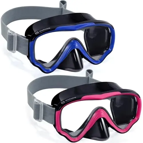 Vvinca Kids-Goggles with Nose Cover, Diving Mask Elastic Fabric Strap Anti Fog Anti Shattered Lens for Kids Swim Goggles 3-14 