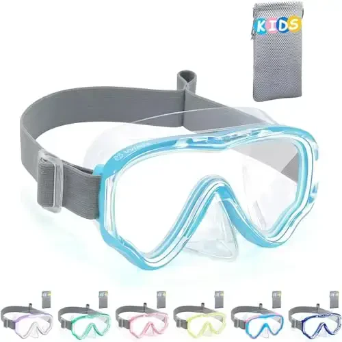 Vvinca Kids-Goggles with Nose Cover, Diving Mask Elastic Fabric Strap Anti Fog Anti Shattered Lens for Kids Swim Goggles 3-14 