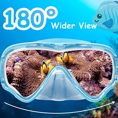 Vvinca Kids-Goggles with Nose Cover, Diving Mask Elastic Fabric Strap Anti Fog Anti Shattered Lens for Kids Swim Goggles 3-14 - 4