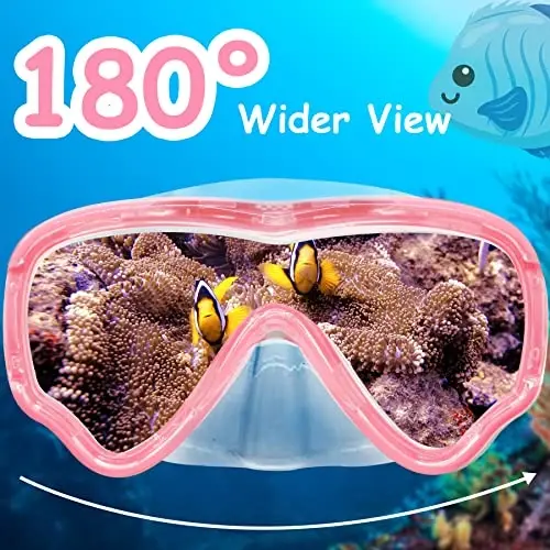 Vvinca Swim-Goggles with Nose Cover, 2 Packs Elastic Fabric Strap Snorkel Swim Mask Anti Fog UV No Pull Hair for Kids 3-14 - 4