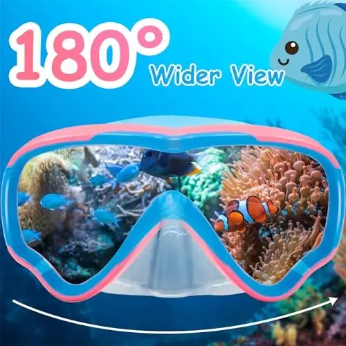 Vvinca Kids-Goggles with Nose Cover, Diving Mask Elastic Fabric Strap Anti Fog Anti Shattered Lens for Kids Swim Goggles 3-14 - 4