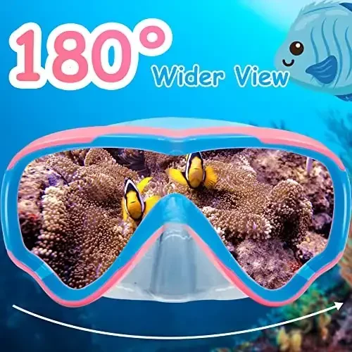 Vvinca Kids-Goggles with Nose Cover, Diving Mask Elastic Fabric Strap Anti Fog Anti Shattered Lens for Kids Swim Goggles 3-14 - 4