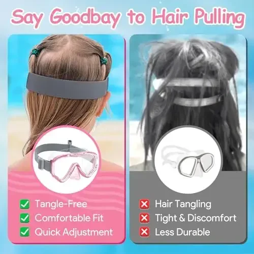 Vvinca Kids-Goggles burun qopqog'i bilan, Bolalar uchun sho'ng'in maskasi elastik mato tasmasi tumanlashga qarshi sindirilgan linzalar 3-14 - 6