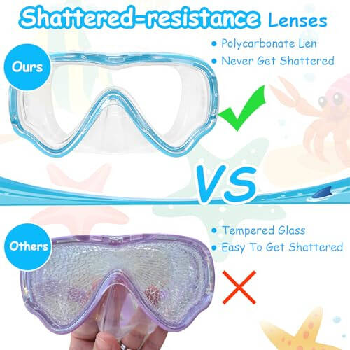 Vvinca Kids-Goggles with Nose Cover, Diving Mask Elastic Fabric Strap Anti Fog Anti Shattered Lens for Kids Swim Goggles 3-14 - 7