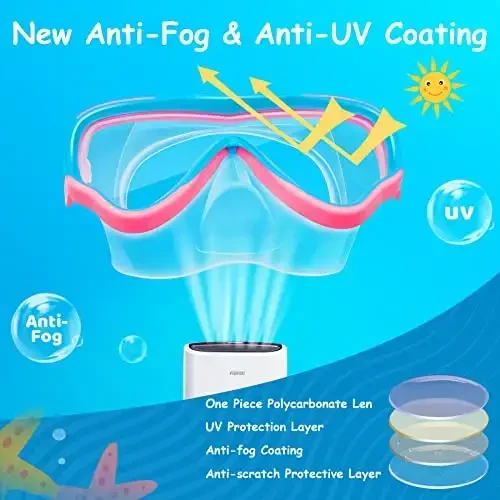 Vvinca Kids-Goggles with Nose Cover, Diving Mask Elastic Fabric Strap Anti Fog Anti Shattered Lens for Kids Swim Goggles 3-14 - 5