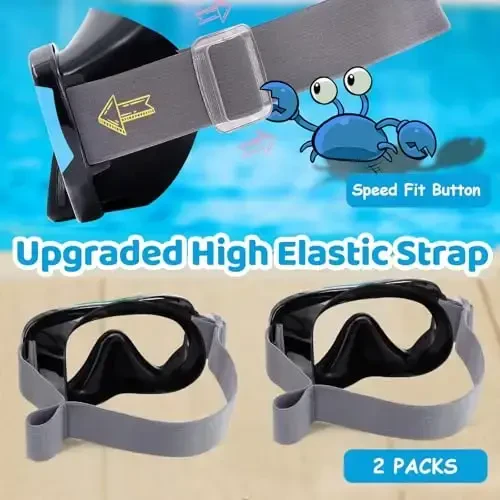 Vvinca Kids-Goggles with Nose Cover, Diving Mask Elastic Fabric Strap Anti Fog Anti Shattered Lens for Kids Swim Goggles 3-14 - 3