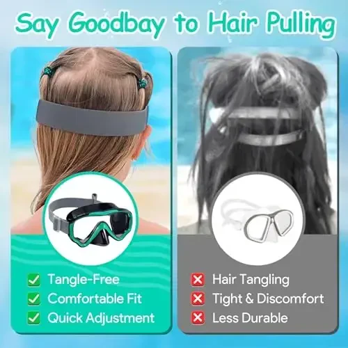 Vvinca Kids-Goggles with Nose Cover, Diving Mask Elastic Fabric Strap Anti Fog Anti Shattered Lens for Kids Swim Goggles 3-14 - 6