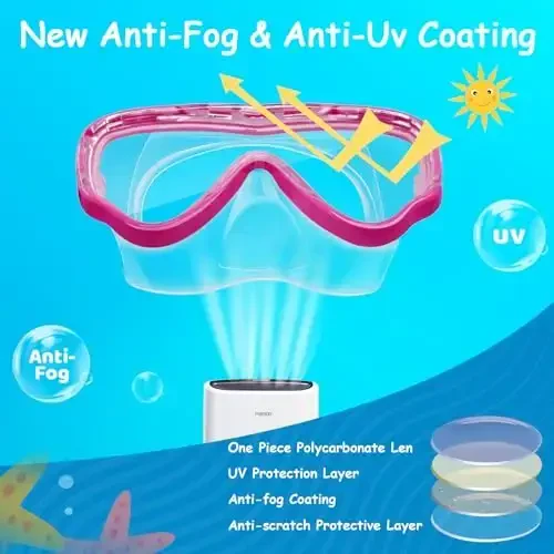 Vvinca Kids-Goggles with Nose Cover, Diving Mask Elastic Fabric Strap Anti Fog Anti Shattered Lens for Kids Swim Goggles 3-14 - 5