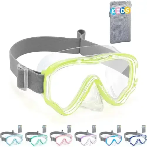 Vvinca Kids-Goggles with Nose Cover, Diving Mask Elastic Fabric Strap Anti Fog Anti Shattered Lens for Kids Swim Goggles 3-14 - 1