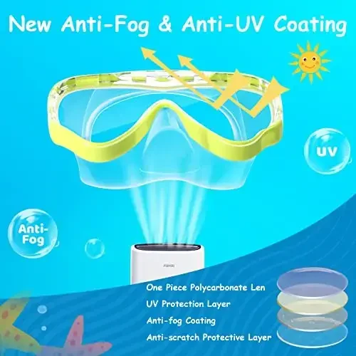 Vvinca Kids-Goggles with Nose Cover, Diving Mask Elastic Fabric Strap Anti Fog Anti Shattered Lens for Kids Swim Goggles 3-14 - 5