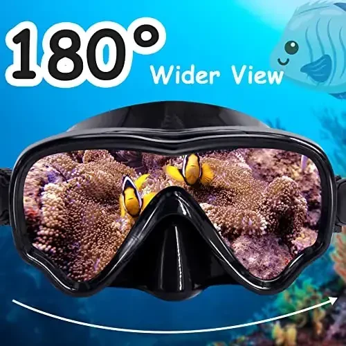 Vvinca Kids-Goggles with Nose Cover, Diving Mask Elastic Fabric Strap Anti Fog Anti Shattered Lens for Kids Swim Goggles 3-14 - 4