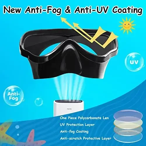 Vvinca Kids-Goggles with Nose Cover, Diving Mask Elastic Fabric Strap Anti Fog Anti Shattered Lens for Kids Swim Goggles 3-14 - 5