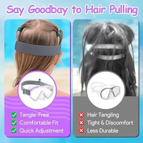 Vvinca Kids-Goggles with Nose Cover, Diving Mask Elastic Fabric Strap Anti Fog Anti Shattered Lens for Kids Swim Goggles 3-14 - 4