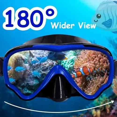 Vvinca Kids-Goggles with Nose Cover, Diving Mask Elastic Fabric Strap Anti Fog Anti Shattered Lens for Kids Swim Goggles 3-14 - 4