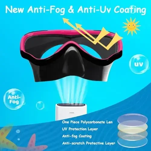 Vvinca Kids-Goggles with Nose Cover, Diving Mask Elastic Fabric Strap Anti Fog Anti Shattered Lens for Kids Swim Goggles 3-14 - 5