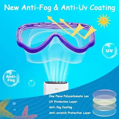 Vvinca Kids-Goggles with Nose Cover, Diving Mask Elastic Fabric Strap Anti Fog Anti Shattered Lens for Kids Swim Goggles 3-14 - 5