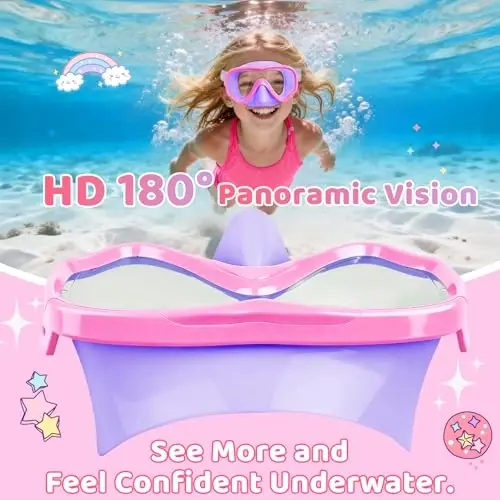 Vvinca Kids-Goggles with Nose Cover, Diving Mask Elastic Fabric Strap Anti Fog Anti Shattered Lens for Kids Swim Goggles 3-14 - 1