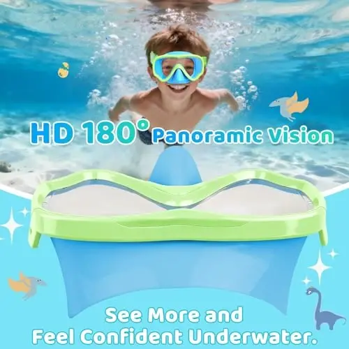 Vvinca Swim-Goggles with Nose Cover, 2 Packs Elastic Fabric Strap Snorkel Swim Mask Anti Fog UV No Pull Hair for Kids 3-14 