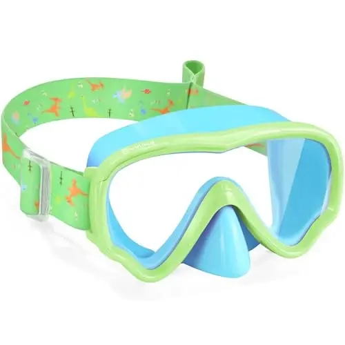 Vvinca Swim-Goggles with Nose Cover, 2 Packs Elastic Fabric Strap Snorkel Swim Mask Anti Fog UV No Pull Hair for Kids 3-14 - 1