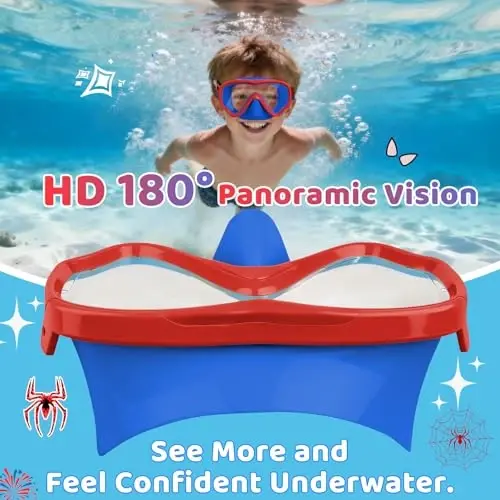 Vvinca Swim-Goggles with Nose Cover, 2 Packs Elastic Fabric Strap Snorkel Swim Mask Anti Fog UV No Pull Hair for Kids 3-14 