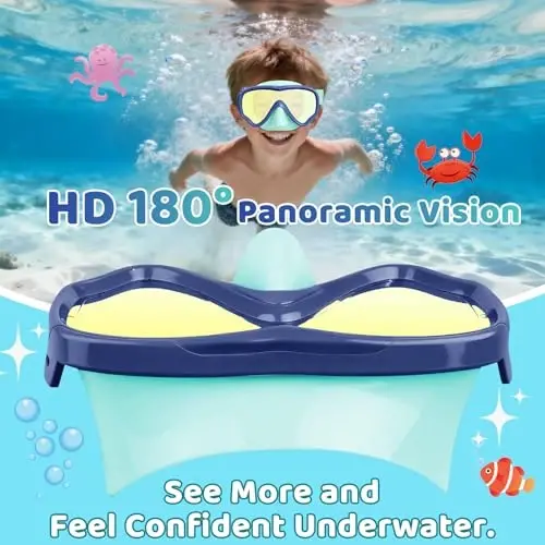 Vvinca Swim-Goggles with Nose Cover, 2 Packs Elastic Fabric Strap Snorkel Swim Mask Anti Fog UV No Pull Hair for Kids 3-14 