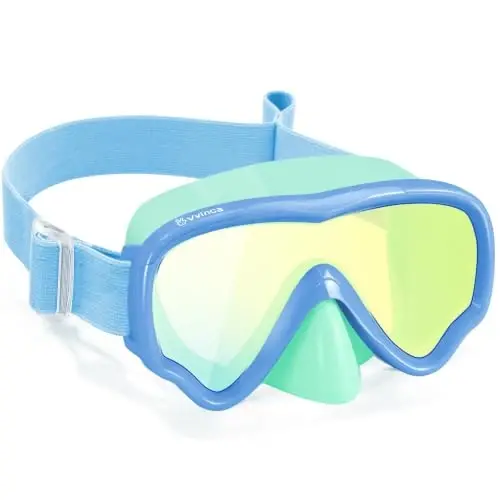 Vvinca Swim-Goggles with Nose Cover, 2 Packs Elastic Fabric Strap Snorkel Swim Mask Anti Fog UV No Pull Hair for Kids 3-14 - 1