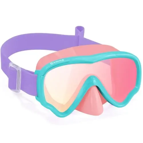 Vvinca Swim-Goggles with Nose Cover, 2 Packs Elastic Fabric Strap Snorkel Swim Mask Anti Fog UV No Pull Hair for Kids 3-14 