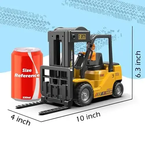 VWAHNANA RC Forklift Truck, 2 in 1 Transform Lift Fork & Hook, Kids Forklift Toy, 11 Channel Remote Control Forklift for Adults, 2 Battery, Spray, Light, RC Construction Vehicles Toy Gift for Kids 6+ - 6