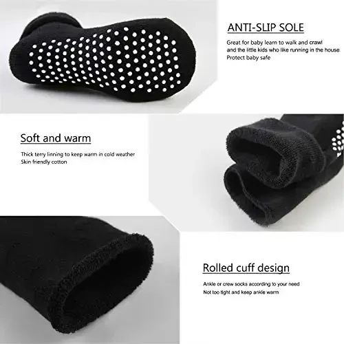 VWU Baby Toddler Kids Ankle Crew Paypoqlar Tırmoqlar bilan Unisex Issiq Qalin Paxta Qishki Paypoqlar 0-10 Yillar 6/8 Paket - 7