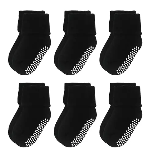 VWU Baby Toddler Kids Ankle Crew Paypoqlar Tutqichli Unisex Iliq Qalin Paxta Qishki Paypoqlar 0-10 Yil 6/8 Paket - 1