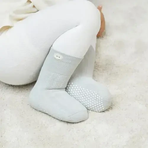 VWU Baby Toddler Kids Ankle Crew Socks with Grips Unisex Warm Thick Cotton Winter Socks 0-10 Years 6/8 Pack - 4