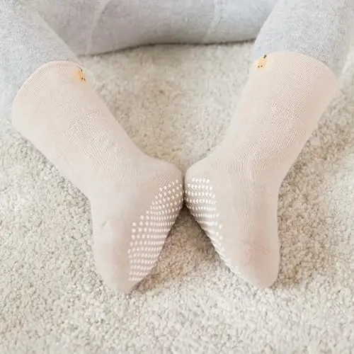 VWU Baby Toddler Kids Ankle Crew Socks with Grips Unisex Warm Thick Cotton Winter Socks 0-10 Years 6/8 Pack - 7
